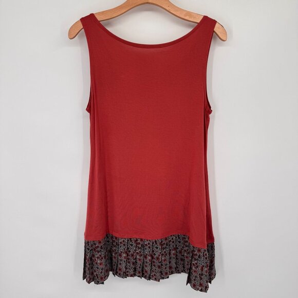 Logo Layers rust Sleeveless Tunic With Floral Print Ruffle Hem Womens medium - Picture 9 of 11